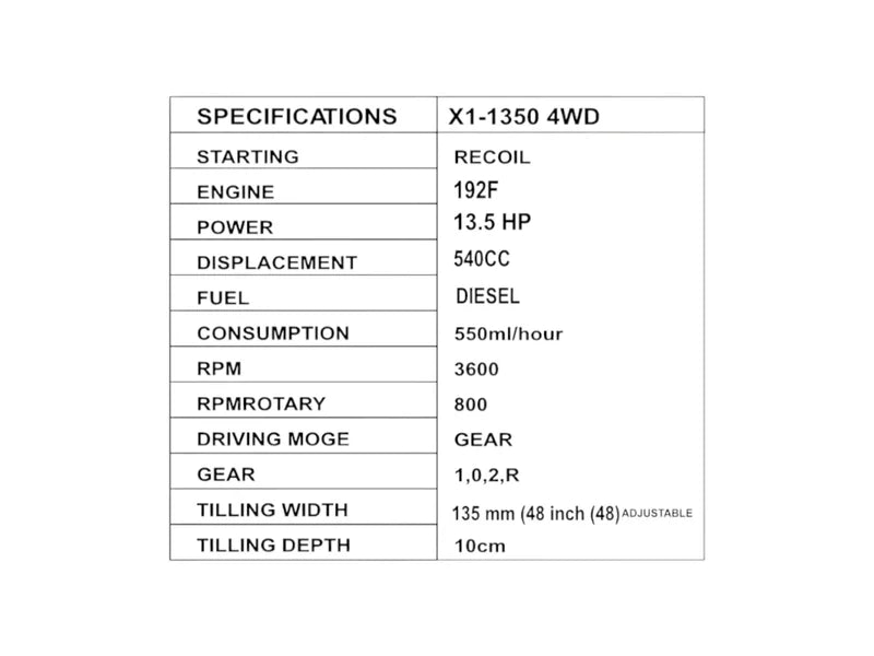 Heavy Duty Diesel Power Weeder 13.5 HP with Head Light